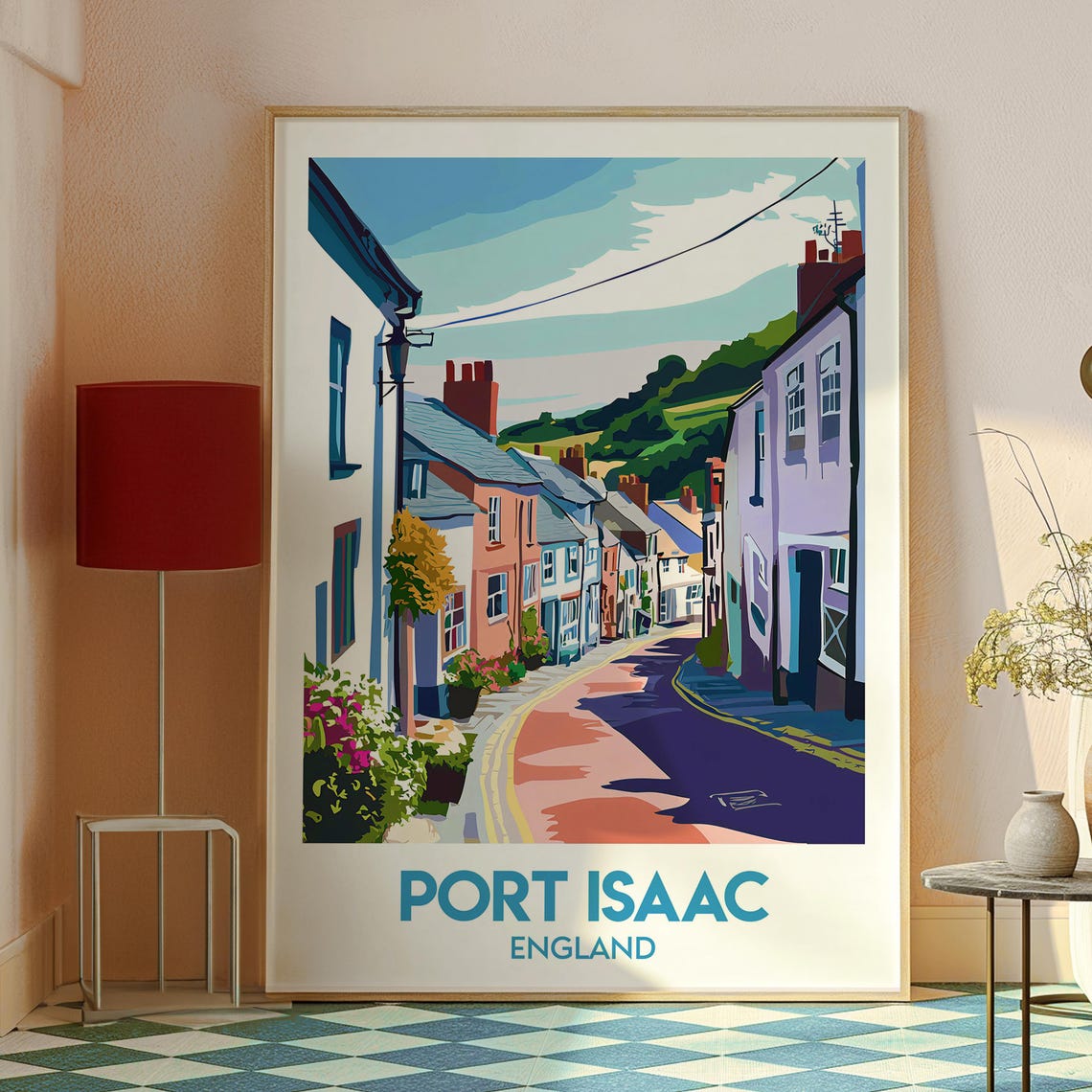Port Isaac England Colorful Village Street Cornish Coast Poster - Image 2