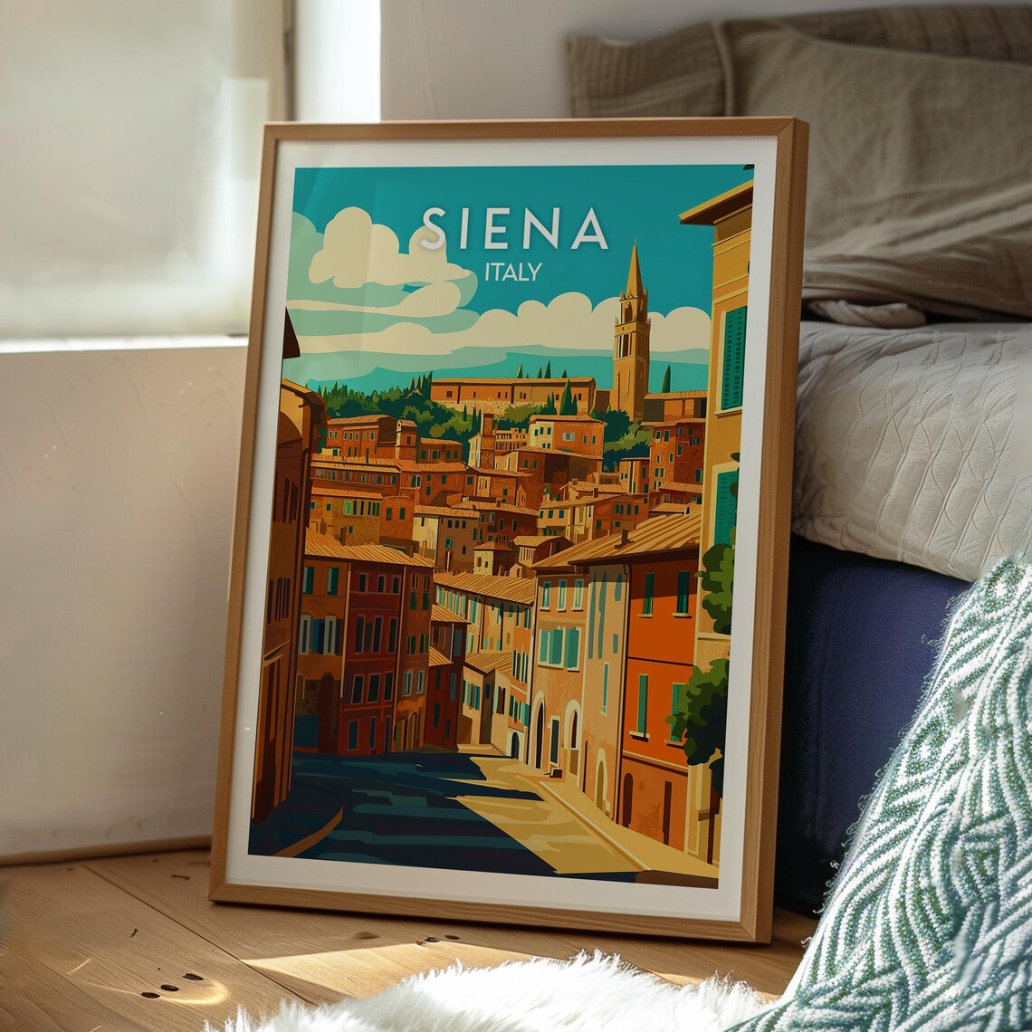 Siena Italy Tuscan Hill Town Historic Street Cityscape Travel Poster - Image 3