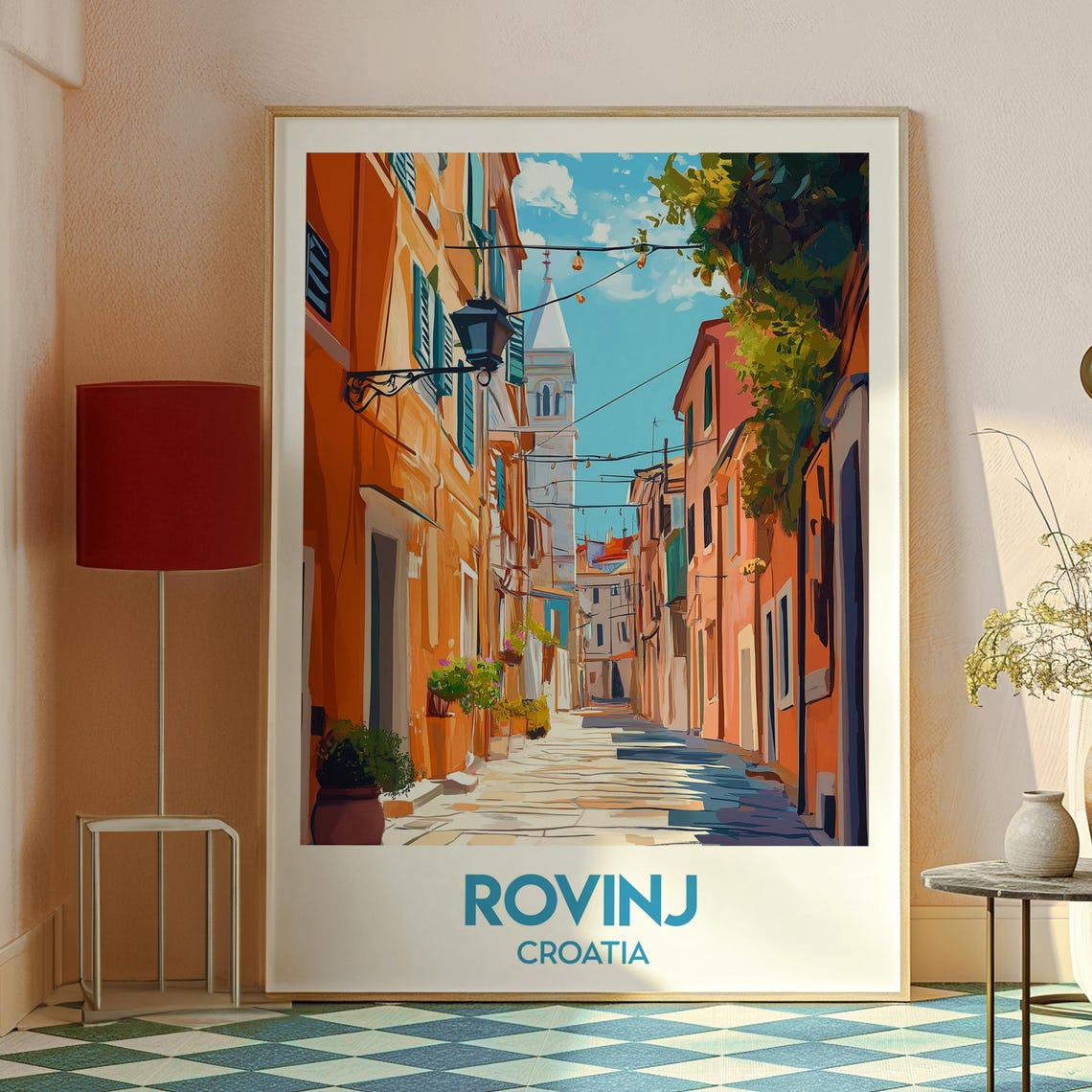 Rovinj Croatia Old Town Lane Bell Tower Adriatic Charm Poster - Image 2