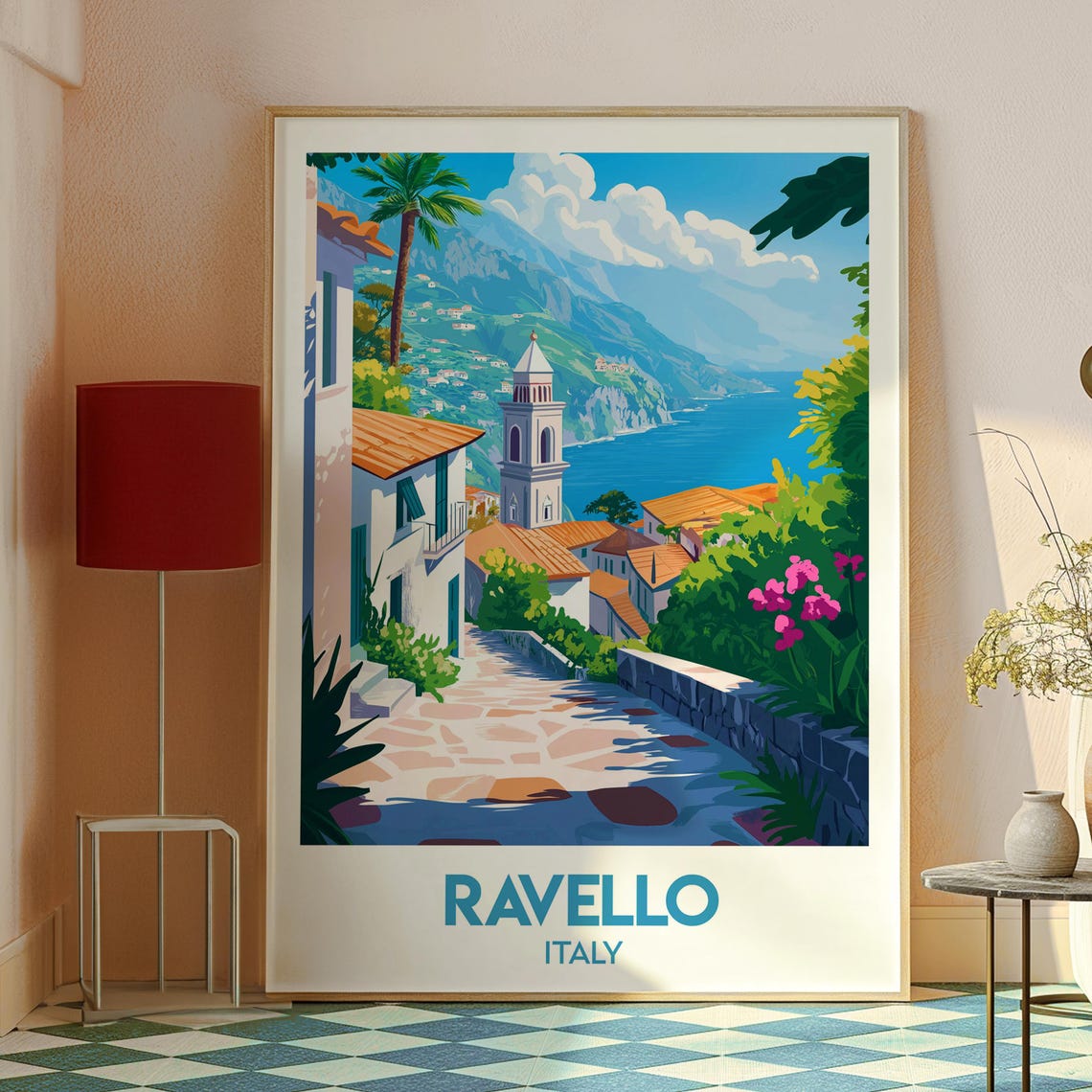 Ravello Italy Amalfi Coast Bell Tower Sea View Travel Poster - Image 2