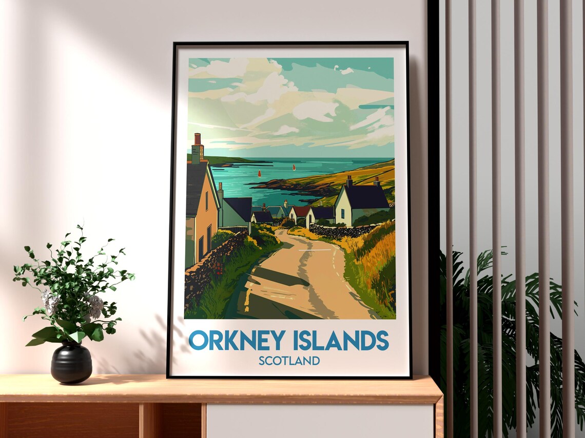 Orkney Islands Scotland Coastal Village Lane Seaside Travel Poster