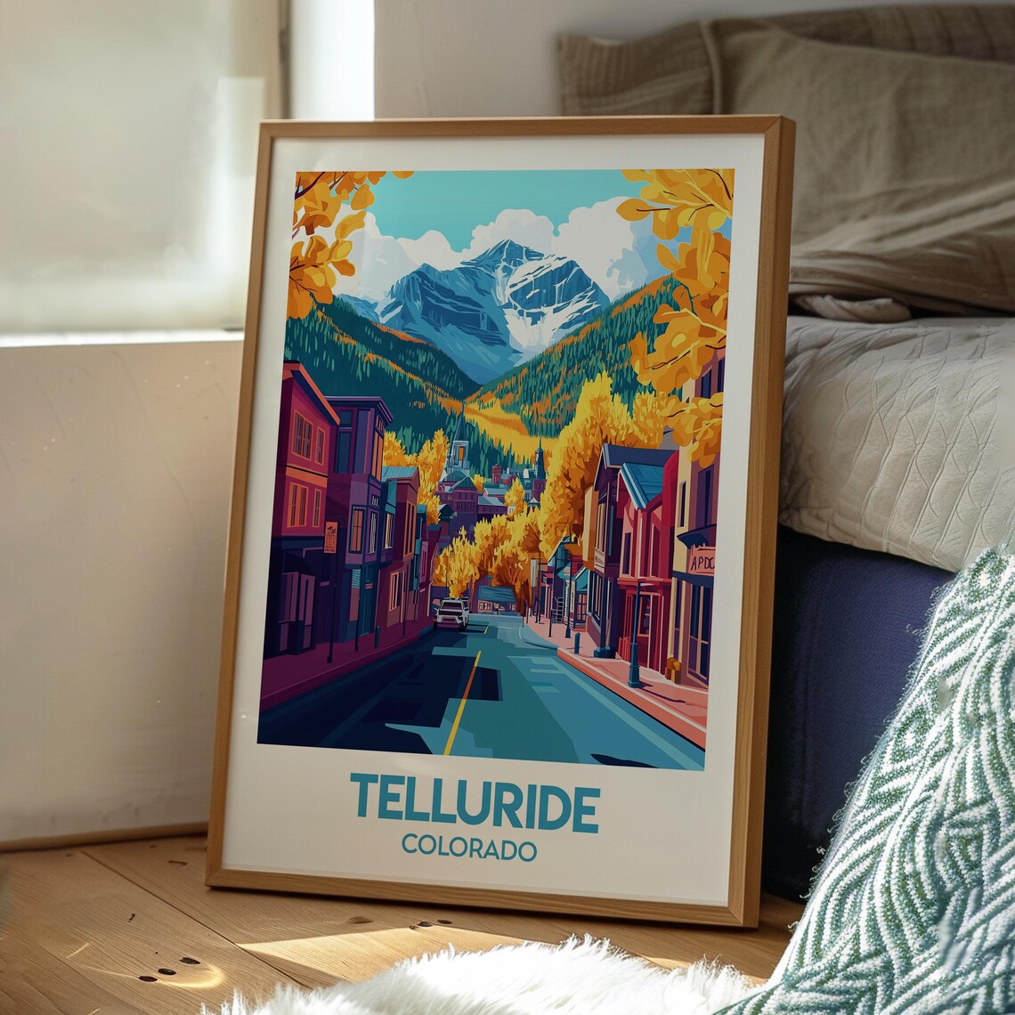 Telluride Colorado Mountain Town Autumn Street Snow Peak Scenic Travel Poster - Image 3