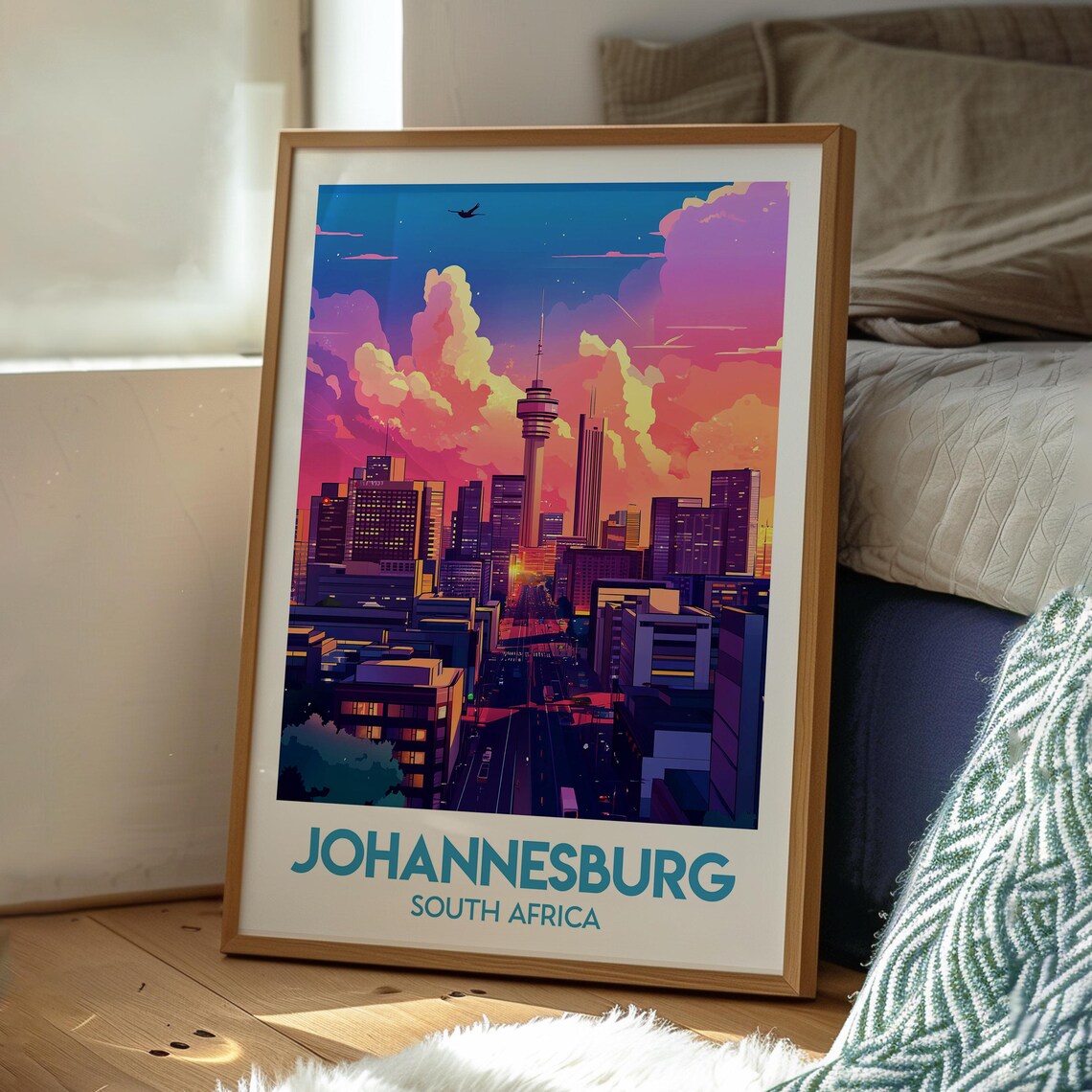 Johannesburg South Africa City Skyline Sunset Tower View Poster - Image 3