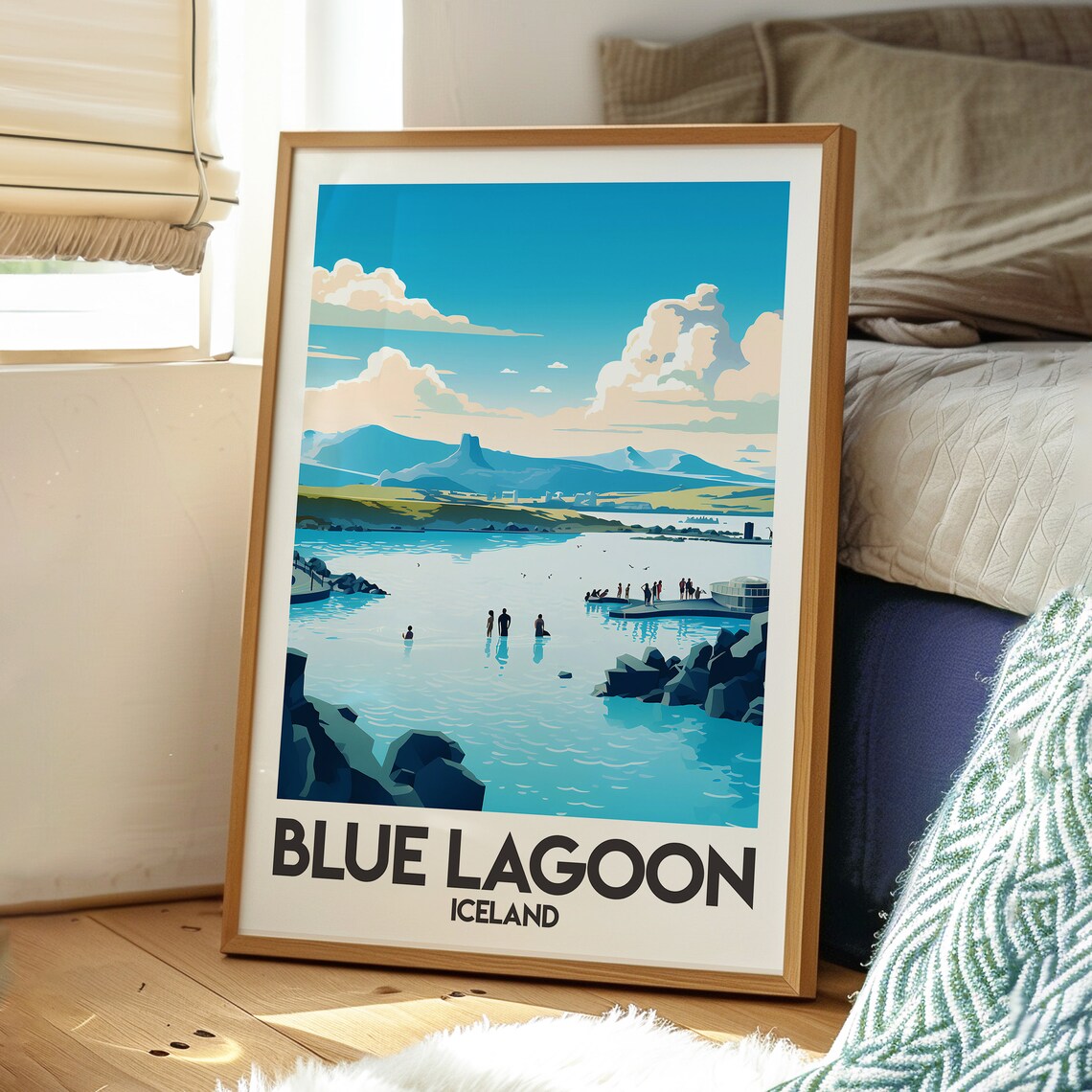 Blue Lagoon Iceland Geothermal Spa Illustration Travel Poster - Image 3