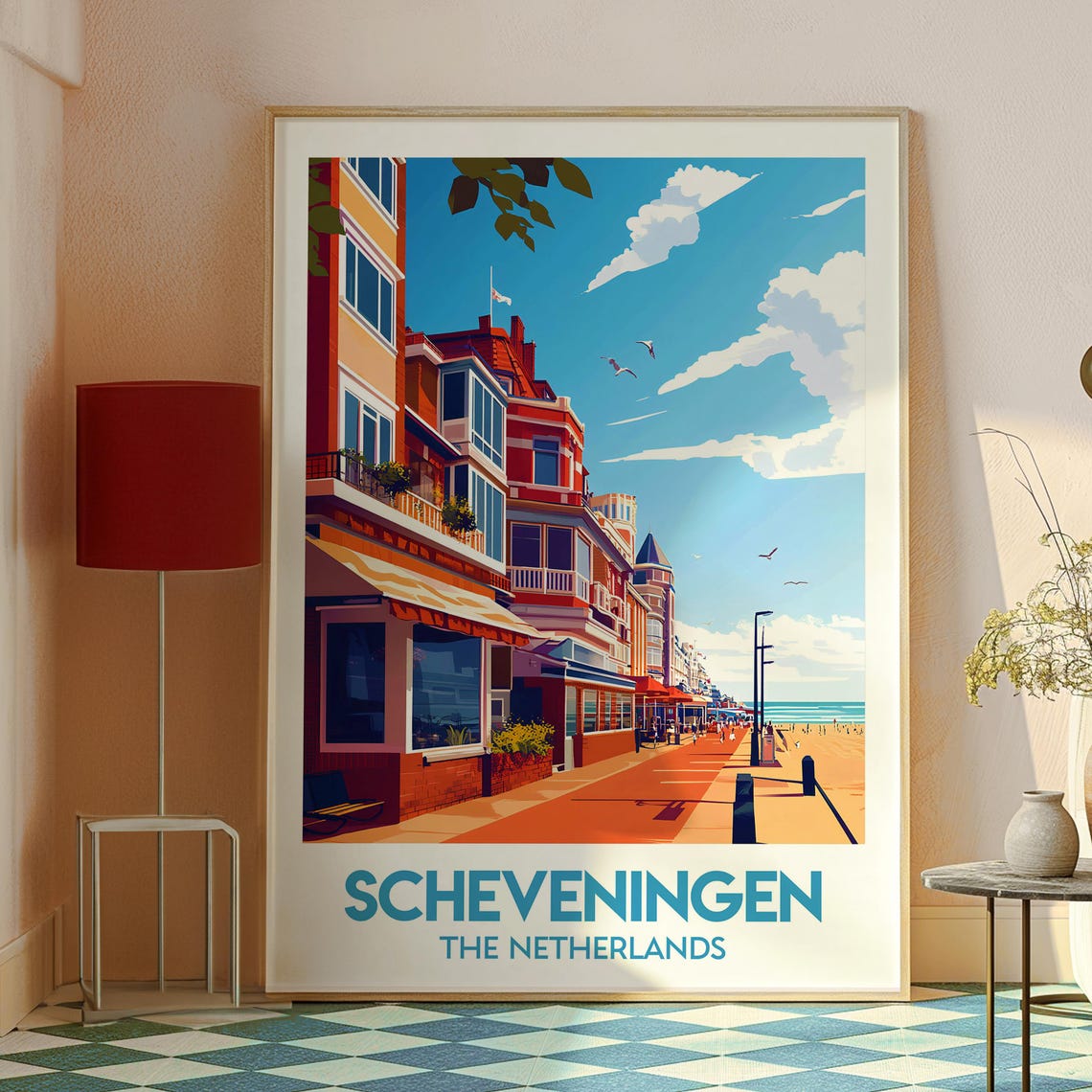 Scheveningen The Netherlands Beach Boulevard Retro Travel Poster - Image 2