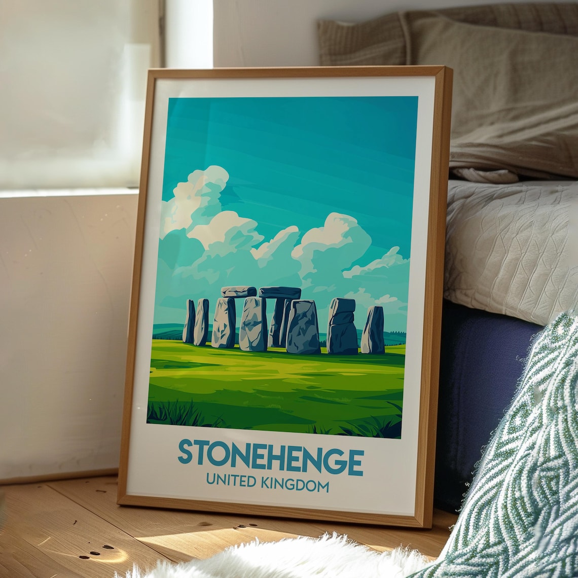 Stonehenge United Kingdom Ancient Stone Circle Green Plain Travel Poster - Image 3
