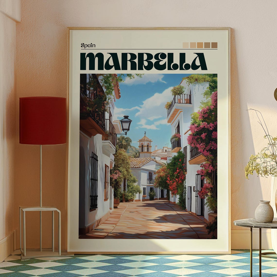 Marbella Spain Costa Del Sol Whitewashed Old Town Street Poster - Image 2