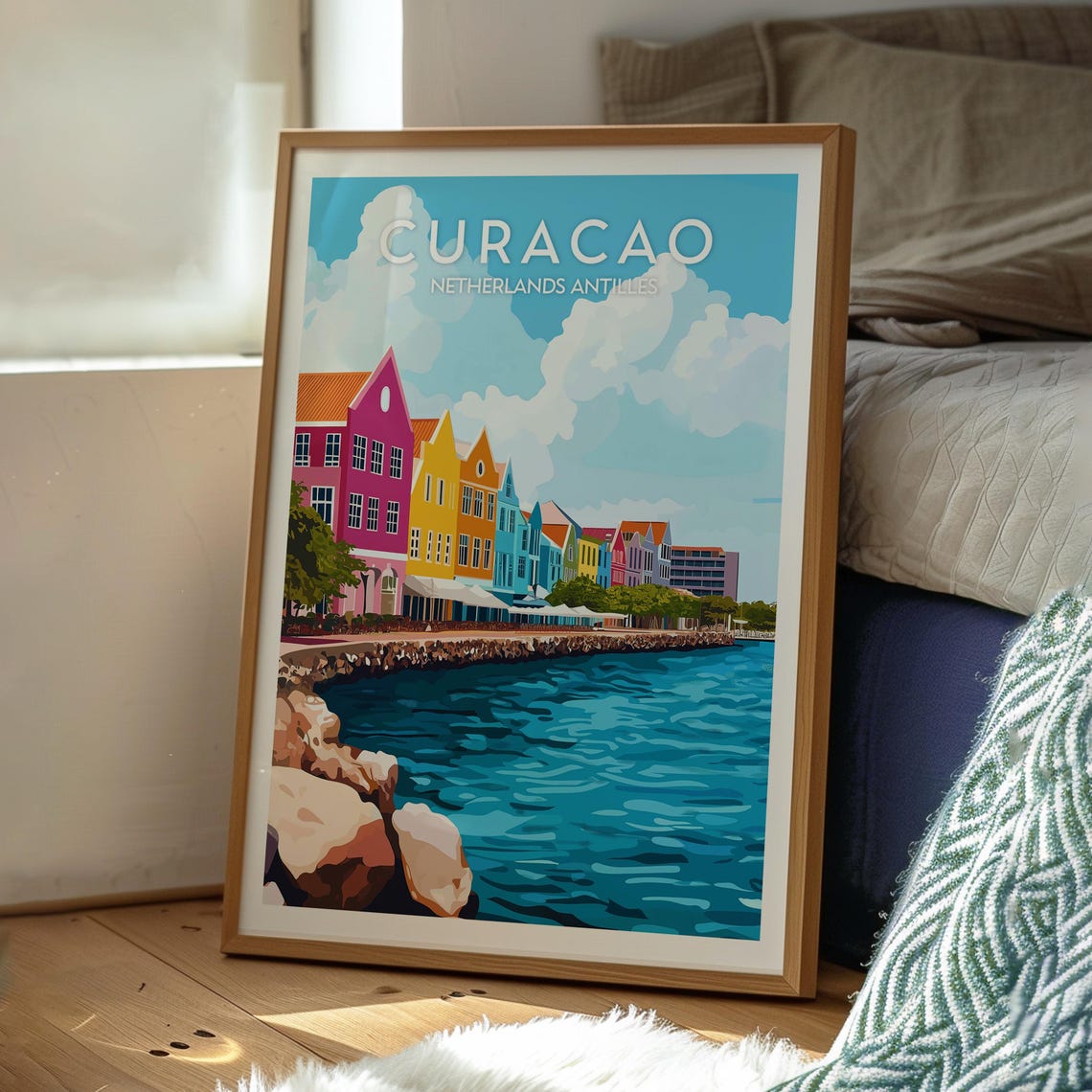 Curacao Travel Print The Caribbean Wall Art Beach Poster Holiday Gift For Traveller - Image 3