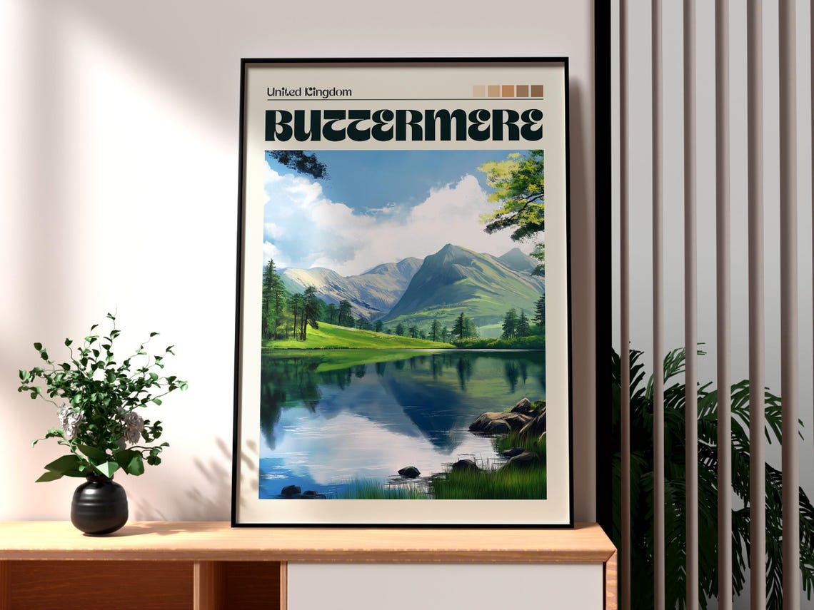 Buttermere Print The Lake District Wall Art Poster Travel Uk Countryside Hiking