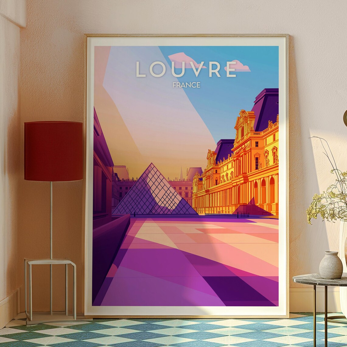 Louvre France Paris Glass Pyramid Museum Courtyard Travel Poster - Image 2