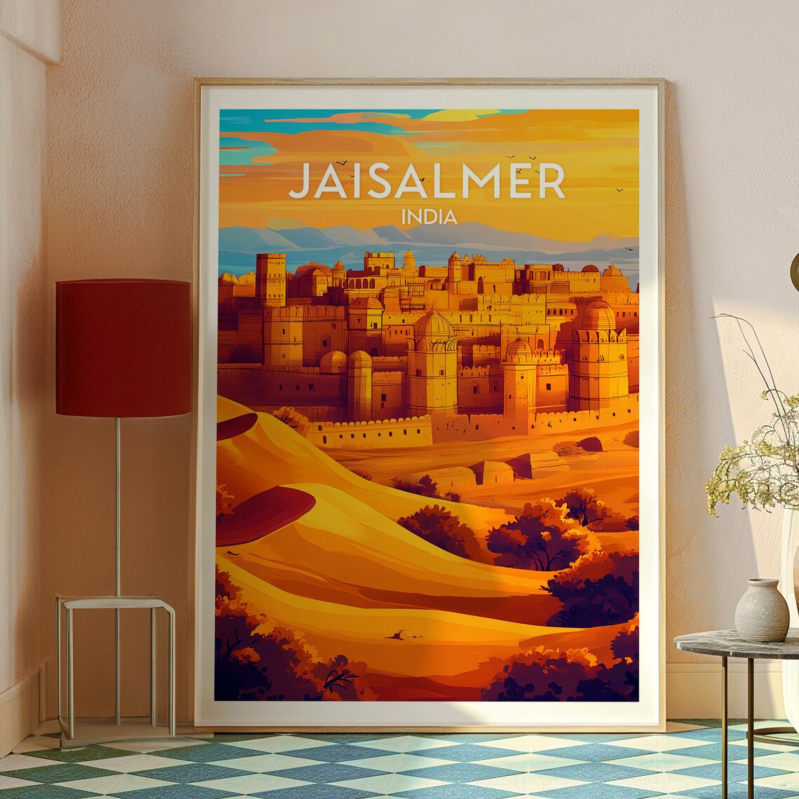 Jaisalmer India Golden Fort Sunset Desert Dunes Travel Poster - Image 2