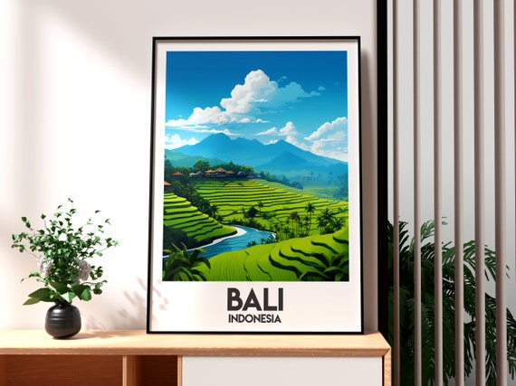 Bali Travel Print Wall Art Ubud Rice Fields Poster Backpacking Gift For Traveller Indonesia