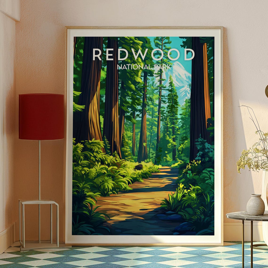 Redwood National Park Ancient Forest Trail Sunlight Path Poster - Image 2