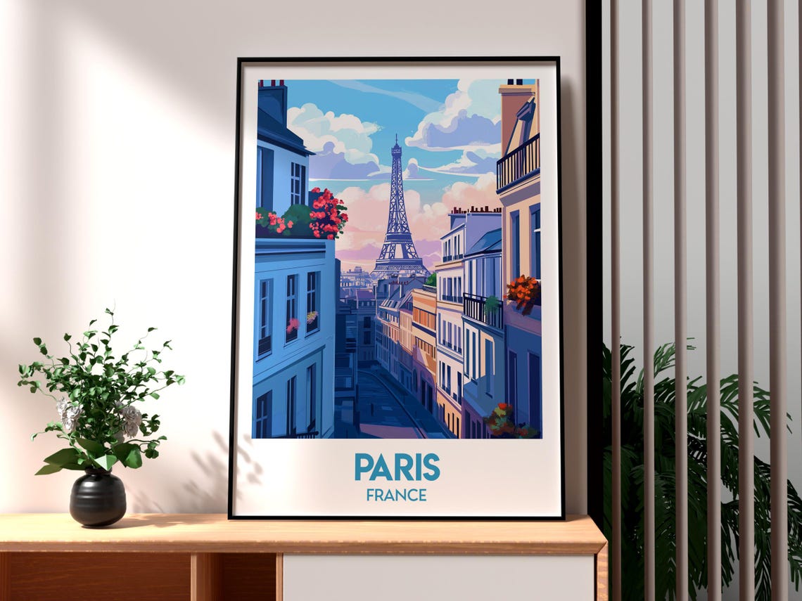 Paris Eiffel Tower Travel Gift Wall Art Print