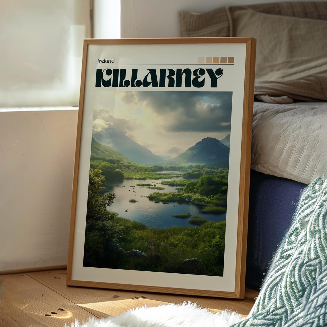Killarney Ireland Green Lake Valley Mountain Landscape Poster - Image 3