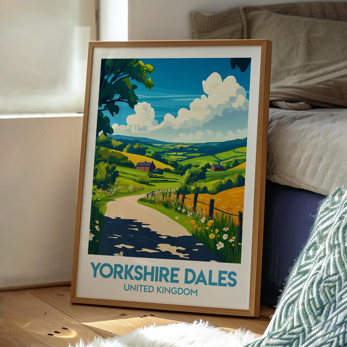 Yorkshire Dales United Kingdom Green Hills Lane Travel Poster - Image 3
