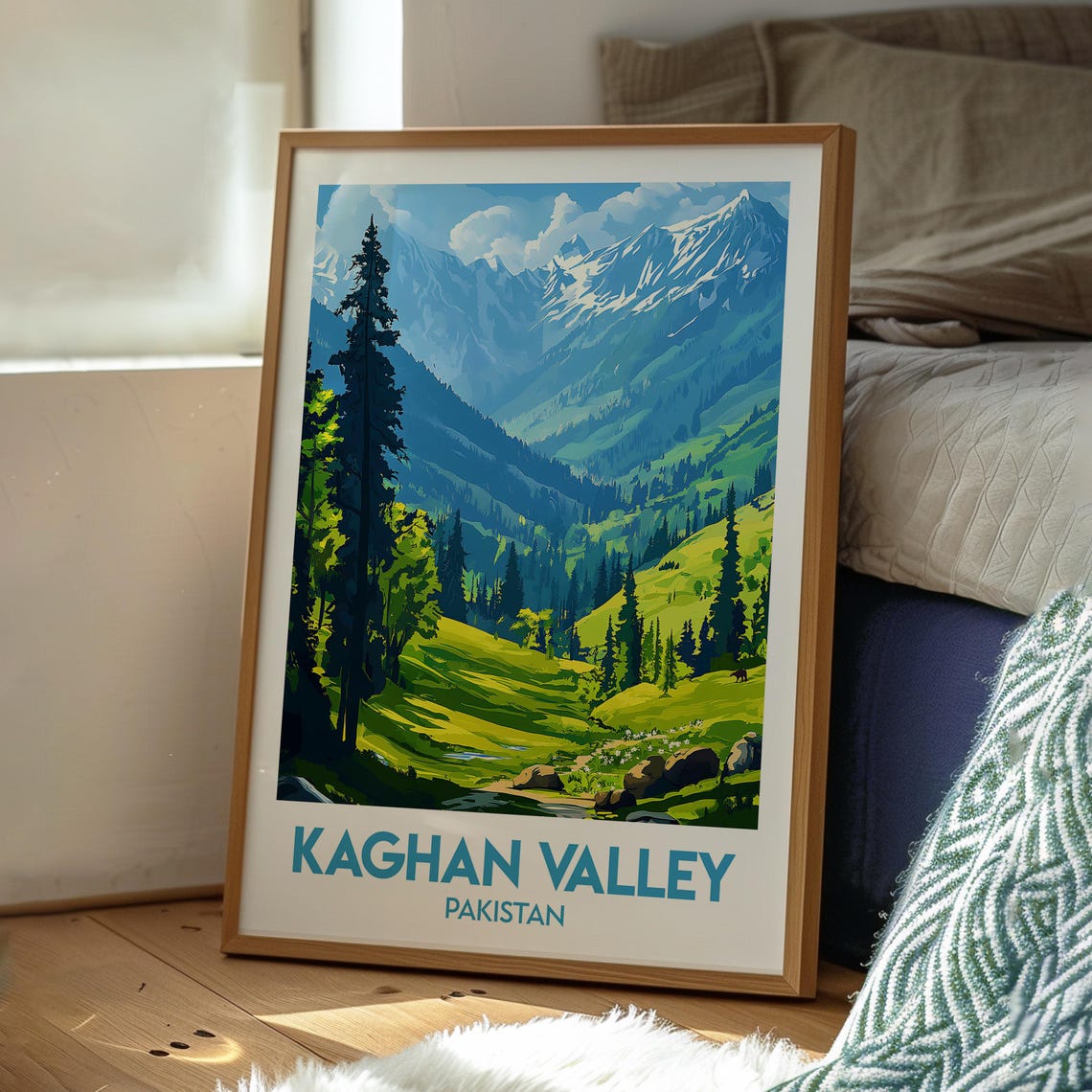 Kaghan Valley Pakistan Snow Capped Mountain Valley Travel Poster - Image 3