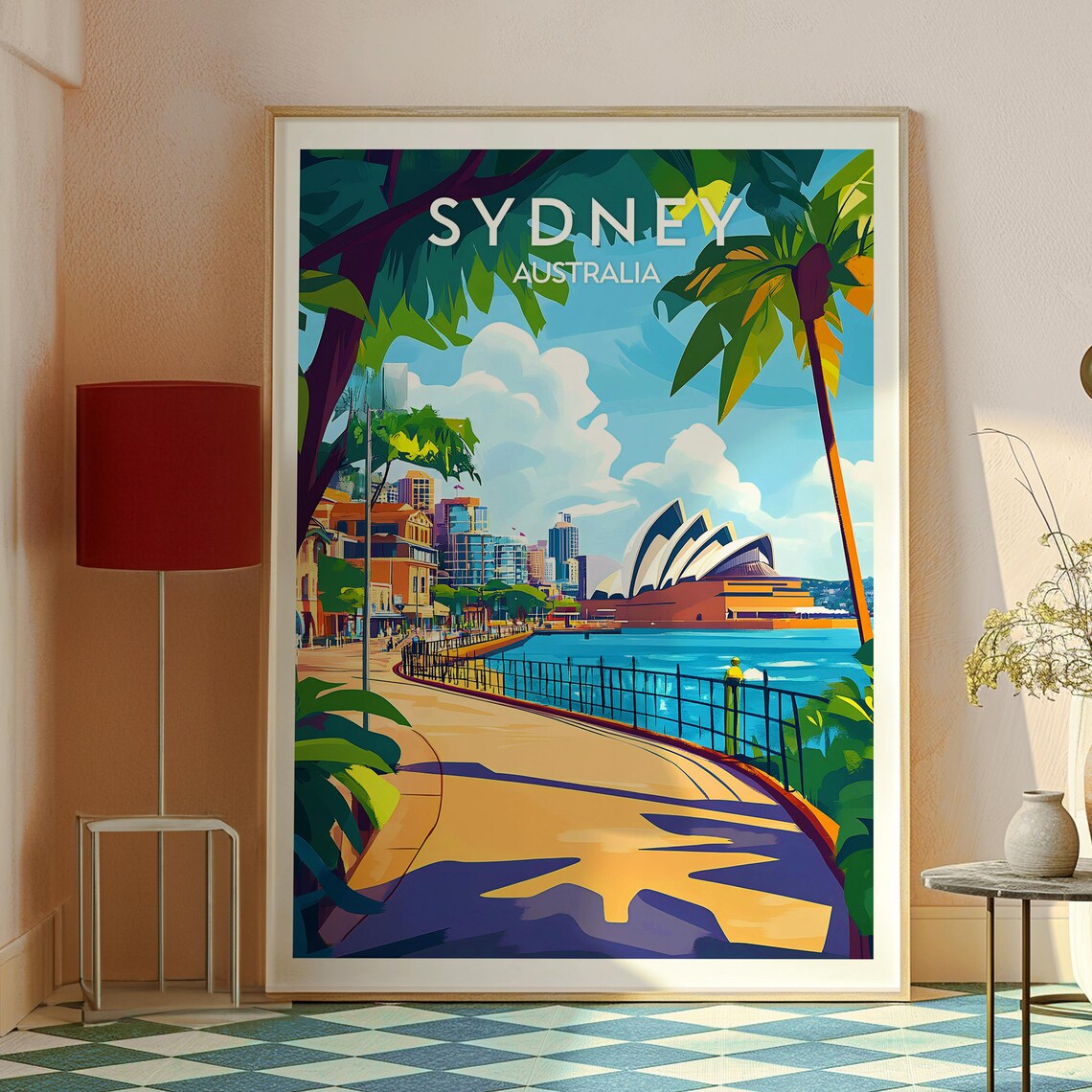 Sydney Australia Opera House Harbor Promenade Vintage Travel Poster - Image 2