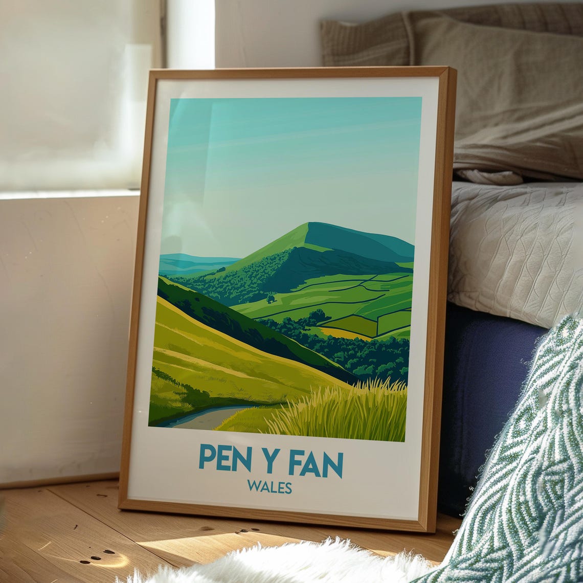 Pen Y Fan Wales Green Mountain Peak Rolling Hills Countryside Poster - Image 3