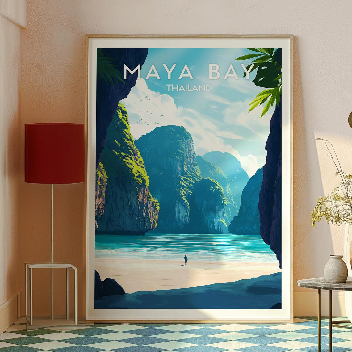 Maya Bay Thailand Dramatic Limestone Cliffs White Sand Beach Poster - Image 2