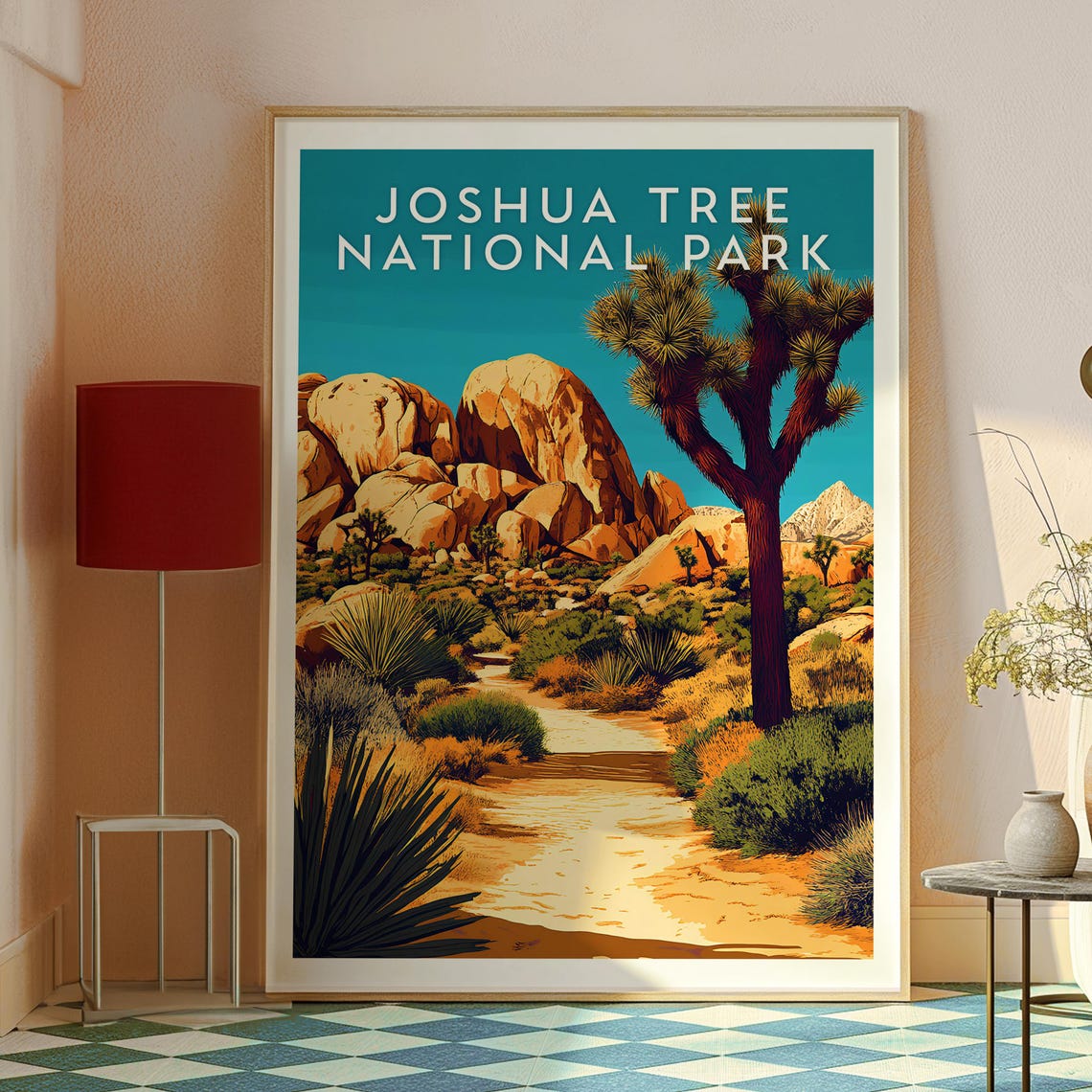 Joshua Tree National Park Desert Trail Rocks Yucca Cactus Scene Poster - Image 2