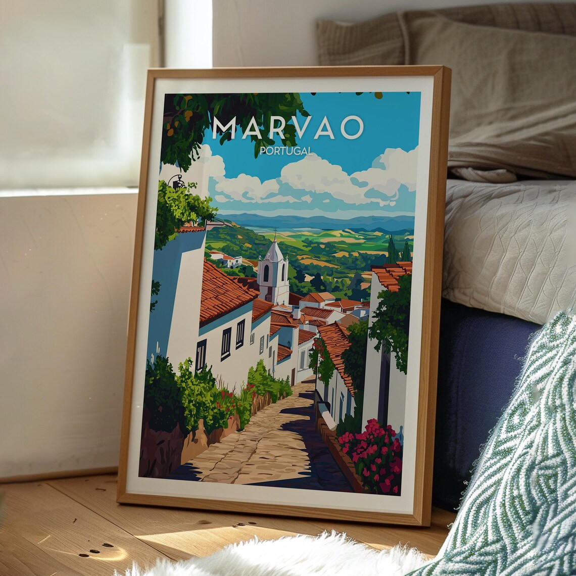 Marvao Portugal Medieval Hilltop Village Valley View Travel Poster - Image 3