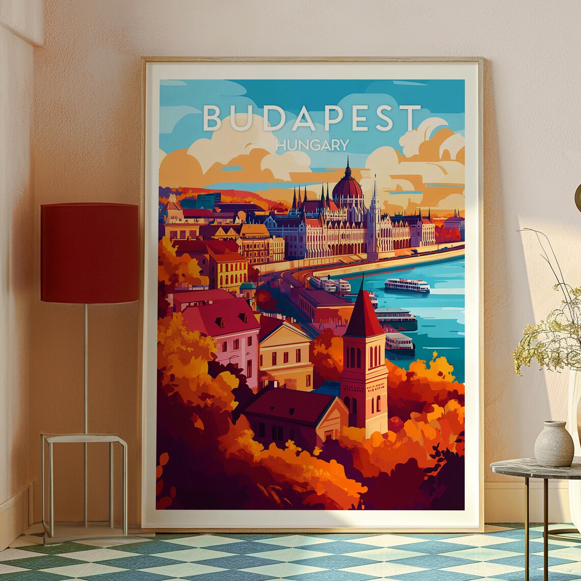 Budapest Hungary Parliament Danube River Autumn Colors Travel Poster - Image 3