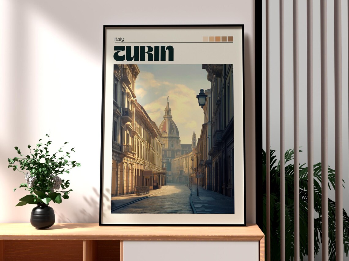 Turin Italy Historic Old Street Grand Dome Architecture Art Poster