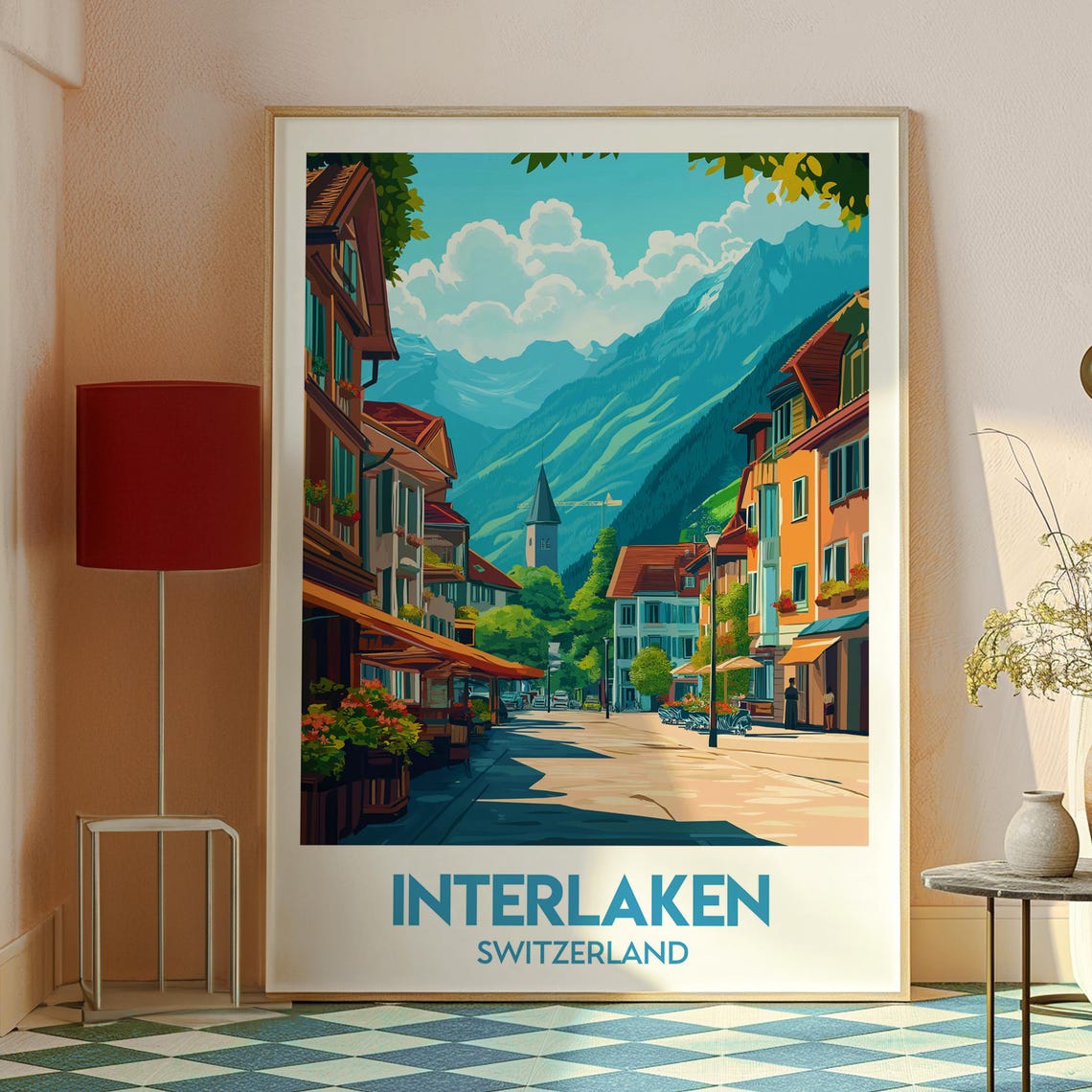 Interlaken Switzerland Charming Old Town Alpine Street Poster - Image 2