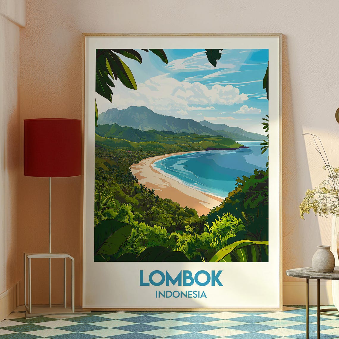 Lombok Indonesia Tropical Beach Bay Seen From The Jungle Poster - Image 2