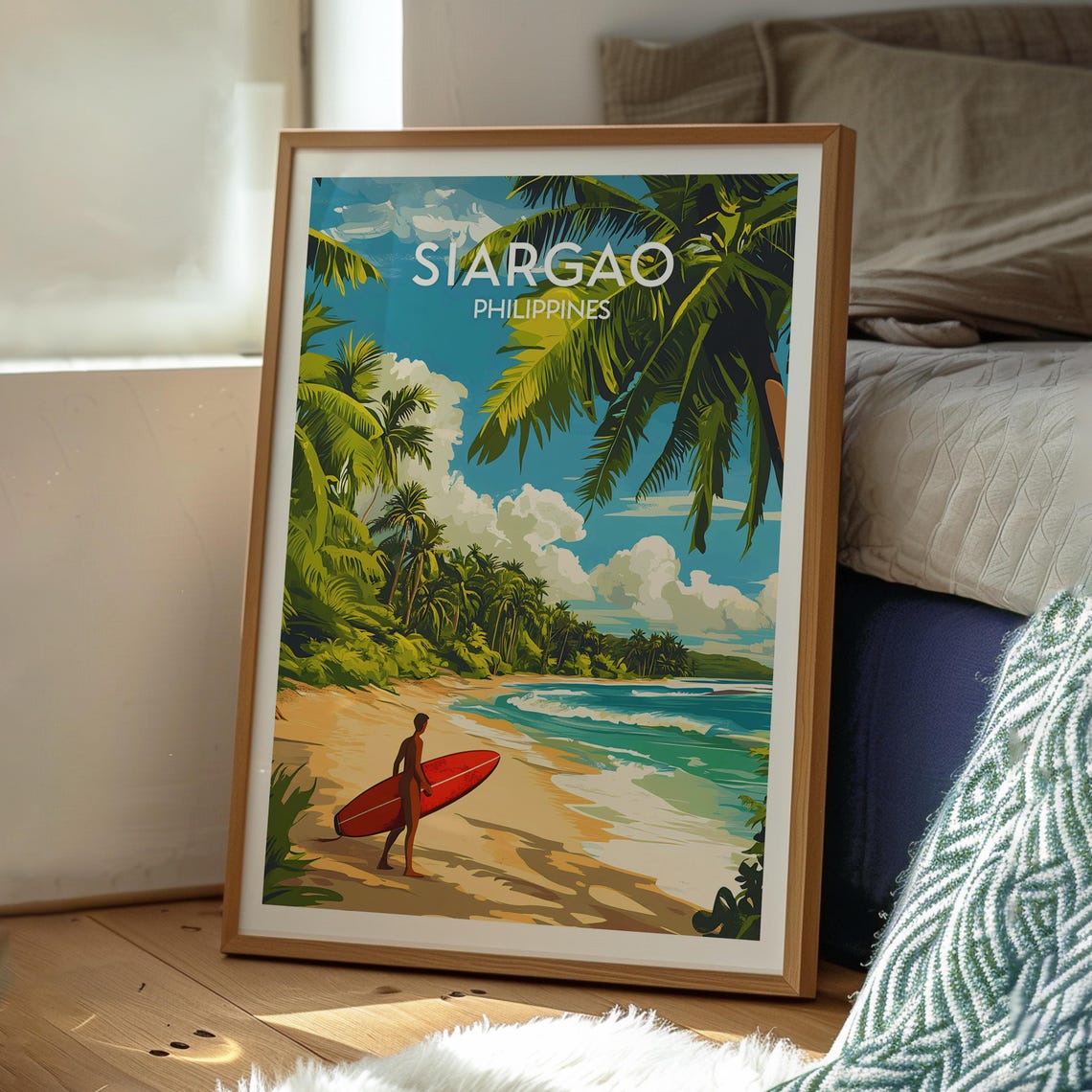 Siargao Philippines Surf Beach Palms Retro Travel Destination Poster - Image 3
