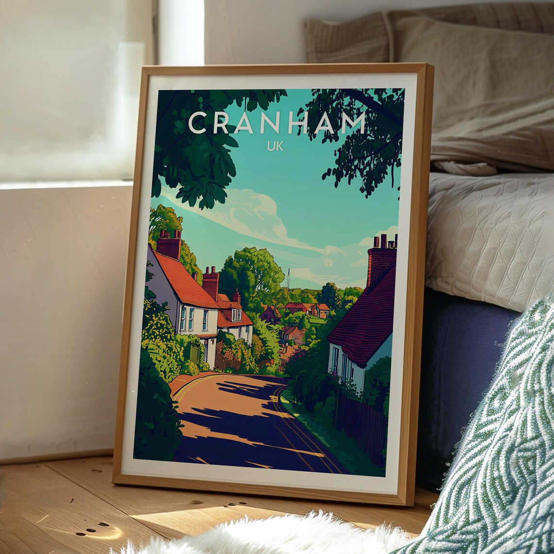 Cranham Cotswolds Village Lane Red Roof Cottages Travel Poster - Image 3