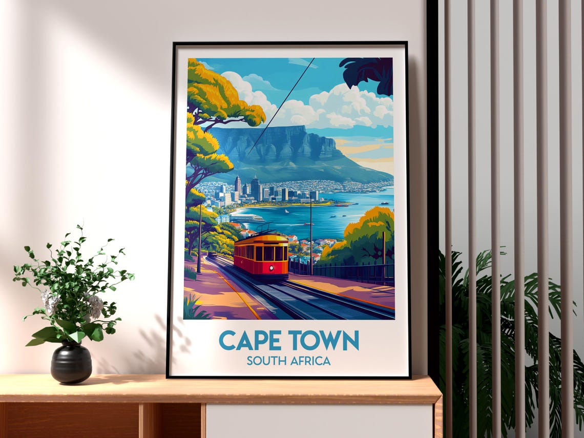 Cape Town South Africa Table Mountain Cable Car Travel Poster
