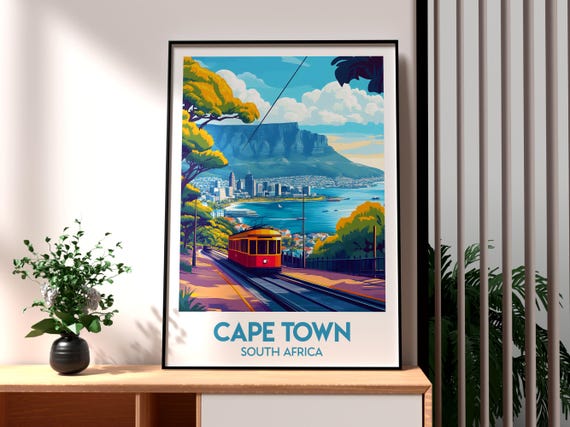 Cape Town Poster South Africa Print Wall Art Travel African Wildlife Rock