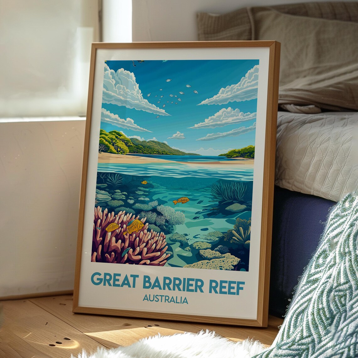 Great Barrier Reef Australia Underwater Coral Sea Beach Art Poster - Image 3