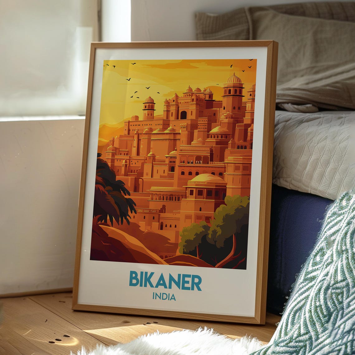 Bikaner India Fort Palace Sunset Desert Kingdom Travel Poster - Image 3