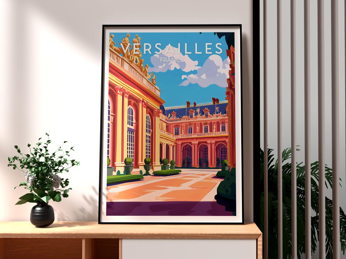 Versailles France Grand Palace Facade Gardens Classic Landmark Poster