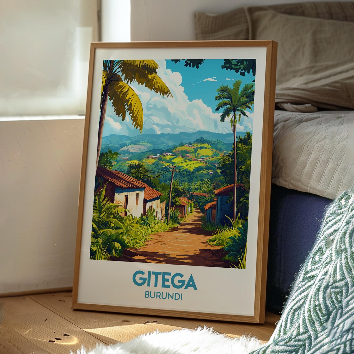 Gitega Burundi Village Dirt Road Palm Hills Africa Travel Poster - Image 3