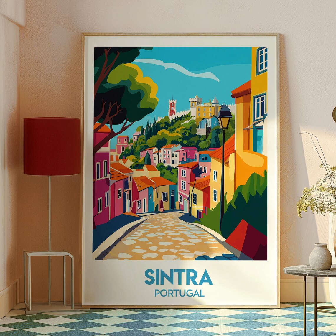 Sintra Portugal Hillside Palace Town Cobbled Street Travel Poster - Image 2