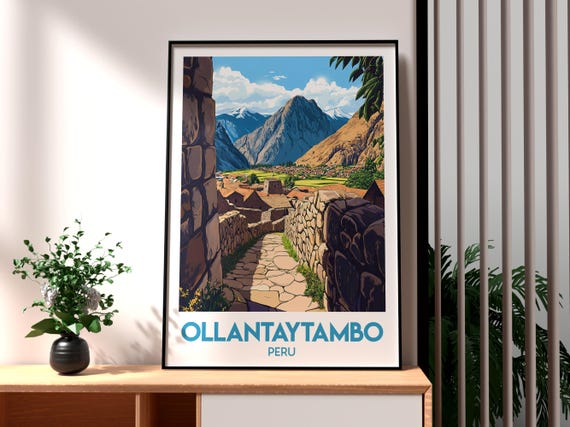 Ollantaytambo Travel Poster, Peru Fortress