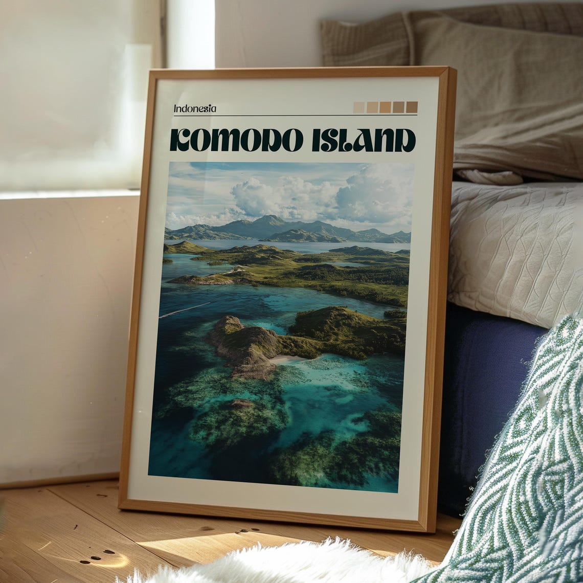 Komodo Island Indonesia Aerial Archipelago Reef Photo Poster - Image 3