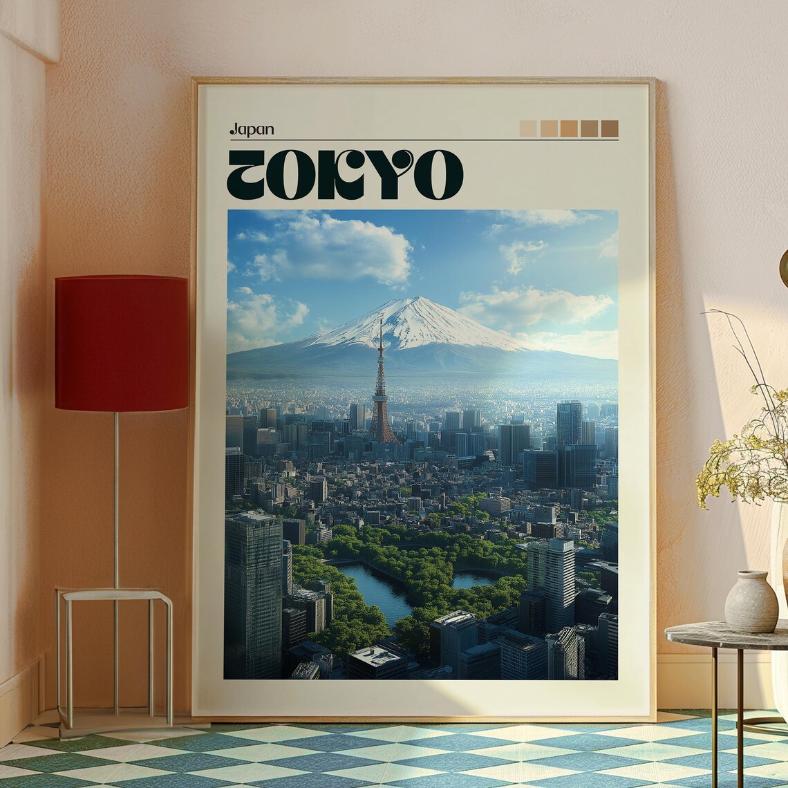 Tokyo Japan Mount Fuji Aerial Skyline Tower Retro Travel Poster - Image 2
