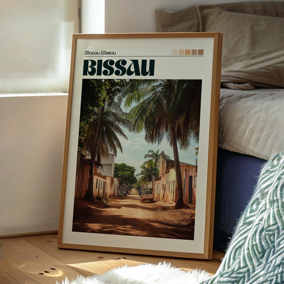 Bissau Guinea Bissau Palm Lined Street Vintage Photo Travel Poster - Image 3