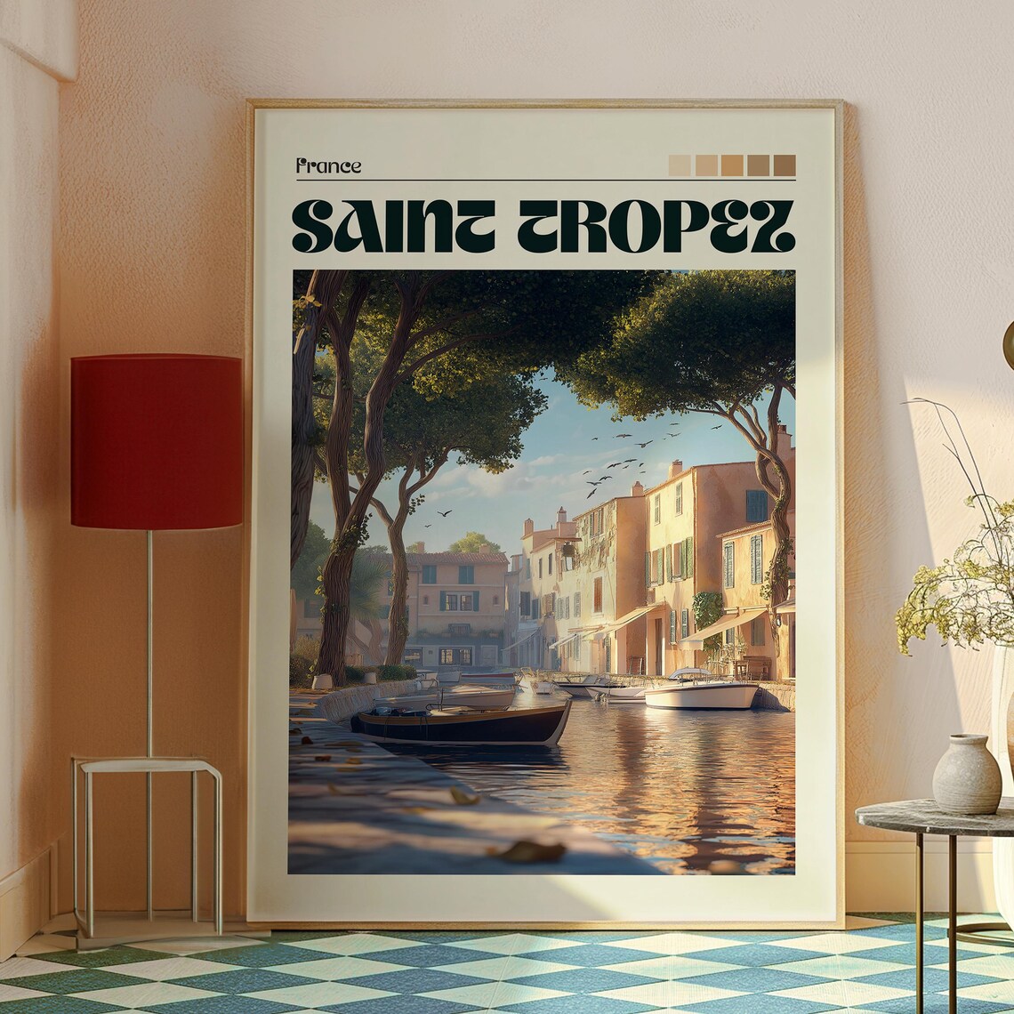 Saint Tropez France Old Harbor Sailboats Vintage French Riviera Poster - Image 2