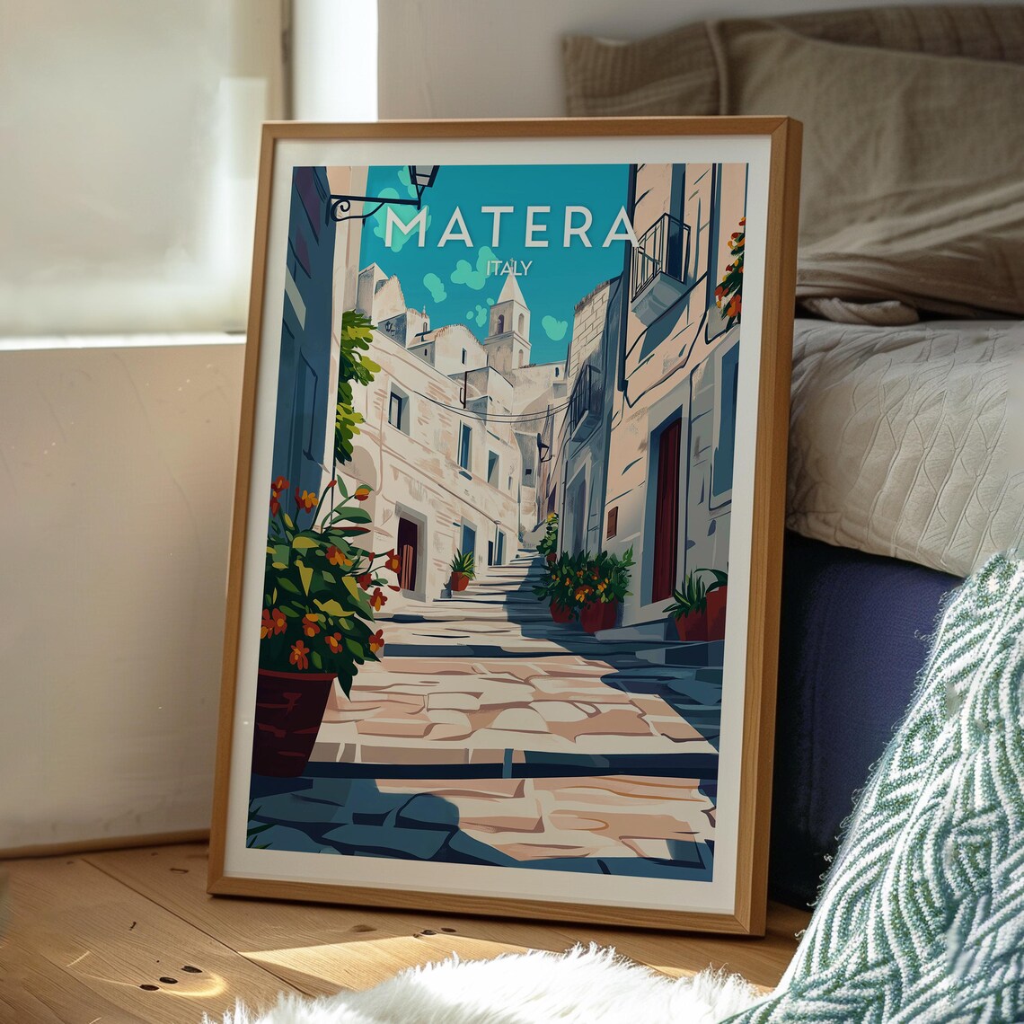 Matera Italy Ancient Stone Alley Limestone Old Town Travel Poster - Image 3