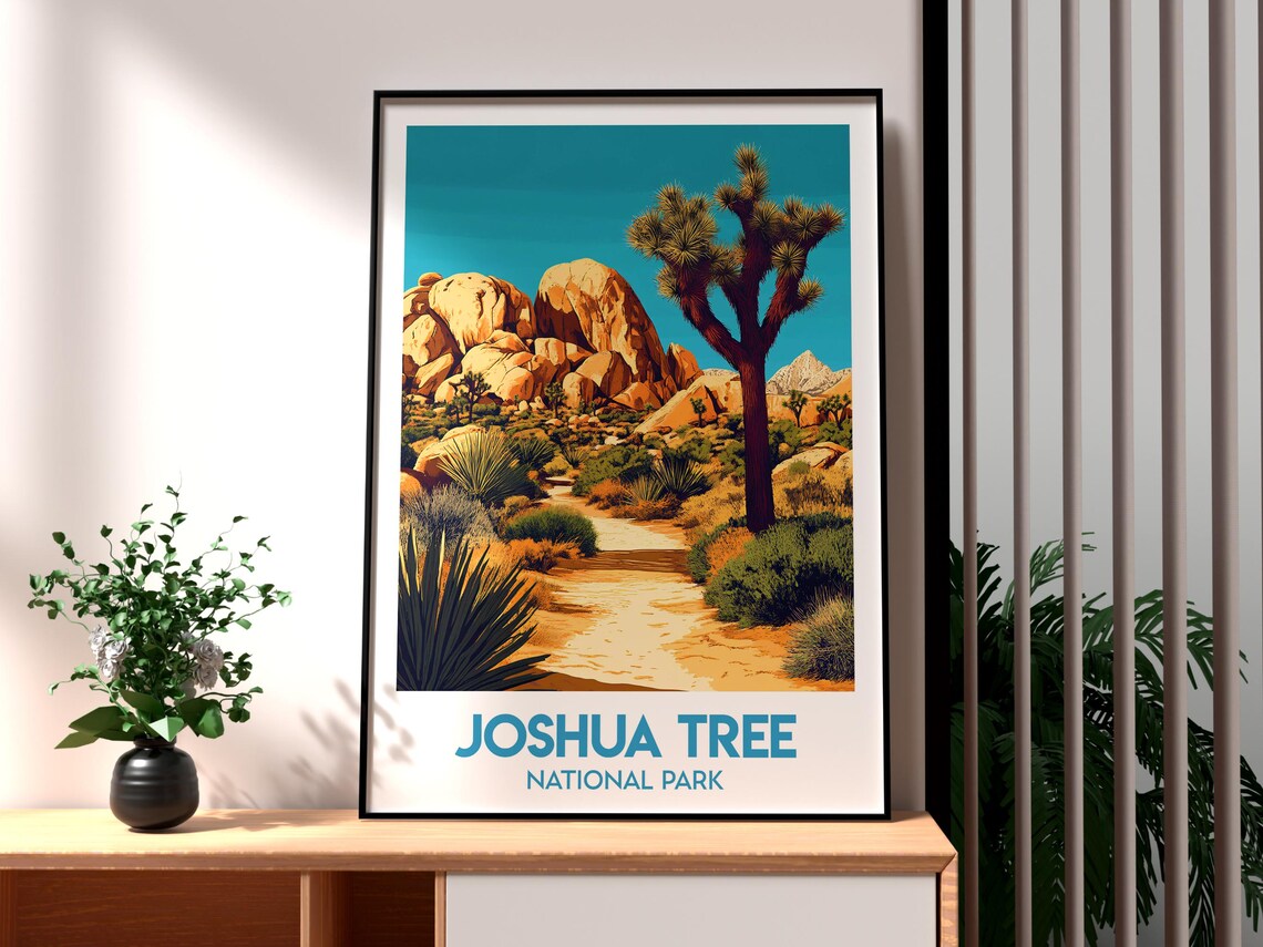 Joshua Tree National Park Desert Rocks Yucca Tree Travel Poster