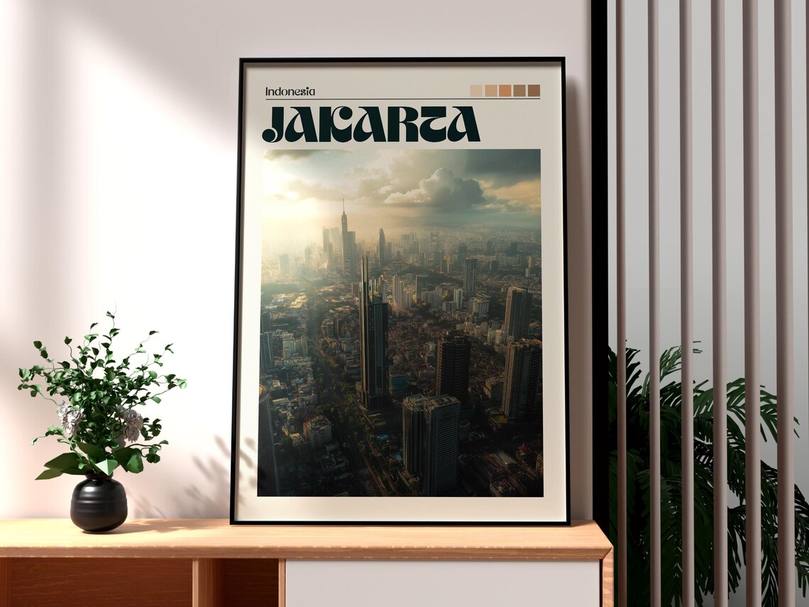 Jakarta Indonesia Skyline Dawn Skyscrapers Cityscape Travel Poster