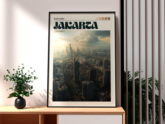 Jakarta Indonesia Skyline Dawn Skyscrapers Cityscape Travel Poster
