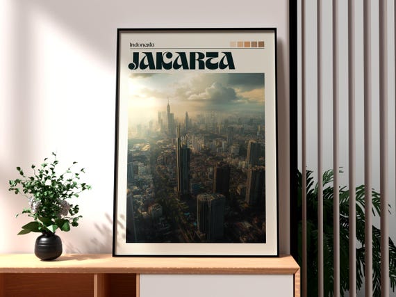Jakarta Travel Print Wall Art Indonesia Poster Java Backpacking Gift For Traveller