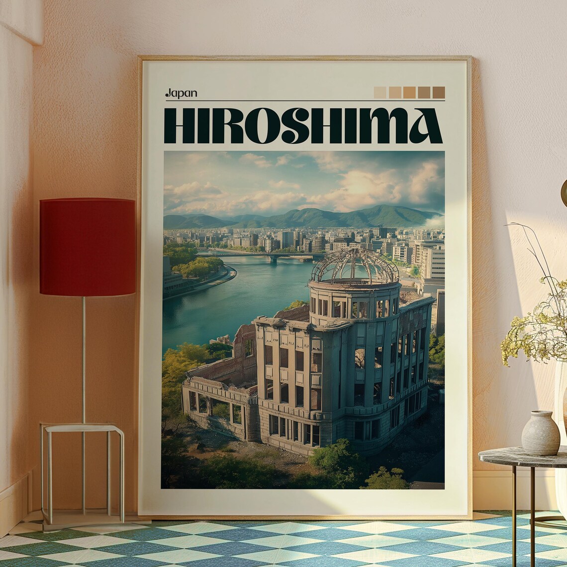Hiroshima Atomic Bomb Dome River City Japan Vintage Travel Poster - Image 2